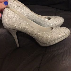 silver sparkly high heels